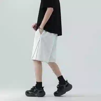 羽浅 宽松纯色美式五分裤休闲短裤 男女同款