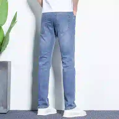 羽浅 舒适透气排汗合身直筒时尚个性简约百搭耐穿耐磨弹力牛仔裤 男款