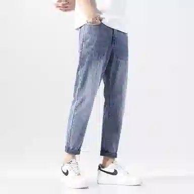 羽浅 九分修身休闲潮牌直筒薄款夏季牛仔裤 男款