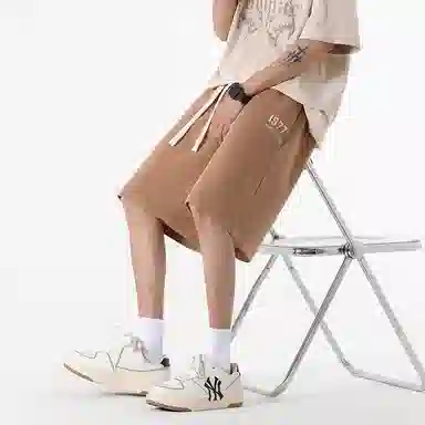 羽浅 夏季透气时尚印花五分裤篮球运动中裤潮流百搭宽松直筒休闲短裤 男款