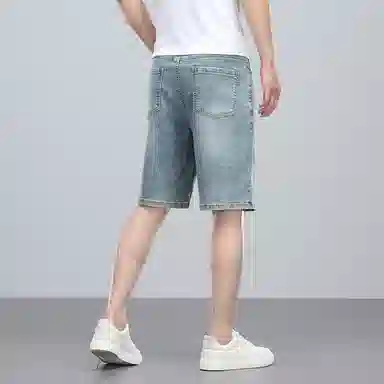 羽浅 夏季高档莱赛尔舒适五分裤休闲百搭中裤潮牌修身显瘦牛仔短裤 男款