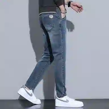 羽浅 夏季薄款九分潮牌百搭运动休闲牛仔裤 男款