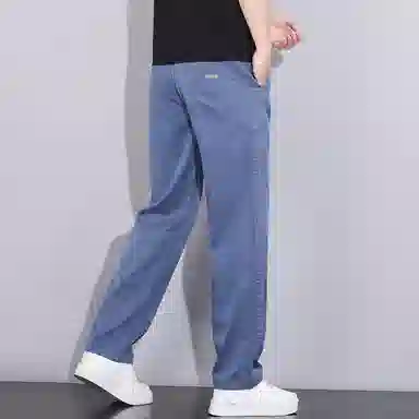 羽浅 潮流莱赛尔天丝弹力长裤时尚精致小标百搭直筒休闲裤 男款