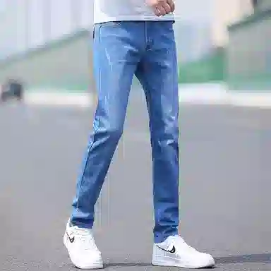羽浅 夏季速干透气舒适个性百搭弹力修身直筒痞帅耐穿牛仔裤 男款