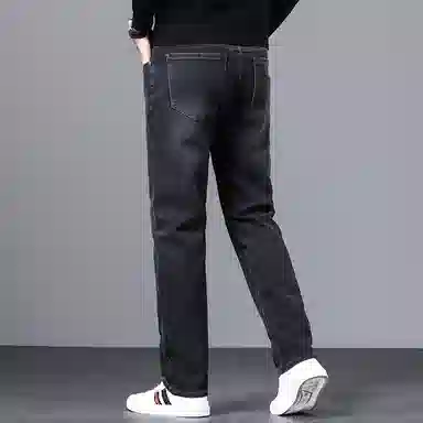羽浅 潮牌时尚做旧棉弹长裤潮流宽松直筒百搭弹力裤子轻商务休闲牛仔裤 男款
