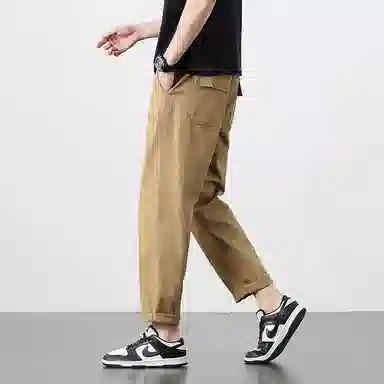 羽浅 纯色九分运动宽松直筒个性简约痞帅休闲裤 男款