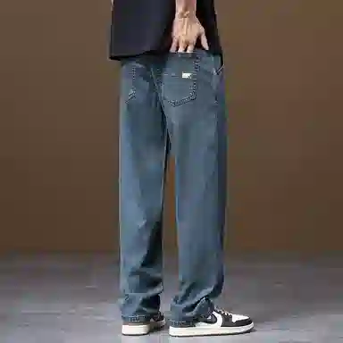羽浅 潮牌莱赛尔天丝凉感舒适长裤夏季轻薄透气弹力休闲裤子潮流百搭宽松阔腿牛仔裤 男款