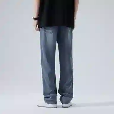 羽浅 潮牌轻奢莱赛尔弹力舒适百搭长裤时尚简约垂感怀旧阔腿裤潮流宽松直筒牛仔裤 男款