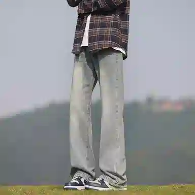 羽浅 港风运动宽松时尚简约直筒裤休闲长裤牛仔裤 男女同款