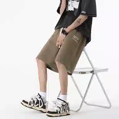 羽浅 夏季透气时尚印花五分裤篮球运动中裤潮流百搭宽松直筒休闲短裤 男款