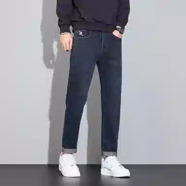 羽浅 潮牌美式复古青年宽松直筒百搭牛仔裤 男款
