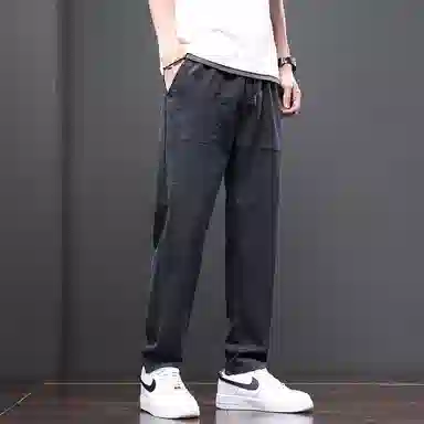 羽浅 潮流百搭宽松直筒薄款简约舒适显高显瘦个性时尚弹力拼接工装休闲裤 男款