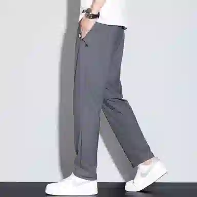 羽浅 夏季薄款冰丝束脚裤时尚拉链口袋运动速干长裤潮牌百搭大码休闲裤 男款