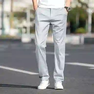 羽浅 夏季轻薄透气舒适长裤时尚商务大码裤子潮流宽松直筒百搭休闲裤 男款