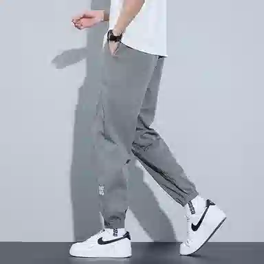 羽浅 字母印花薄款冰丝速干舒适耐穿透气简约运动束脚休闲裤 男款