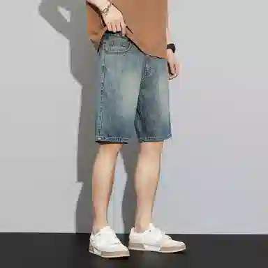 羽浅 宽松百搭五分裤春夏季薄款时尚舒适显瘦耐穿耐磨牛仔短裤 男款