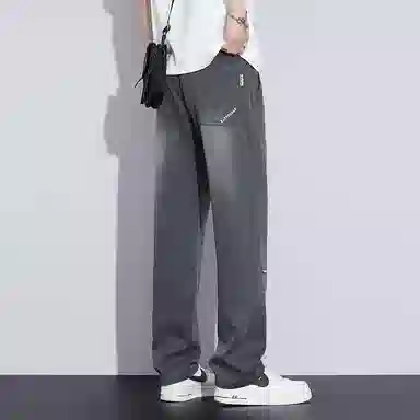 羽浅 潮流莱赛尔天丝透气百搭长裤时尚个性刺绣弹力宽松直筒牛仔裤 男款