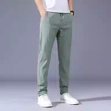 羽浅 夏天薄款冰丝运动长裤潮流弹力修身时尚简约百搭休闲裤 男款