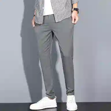 羽浅 夏季薄款直筒百搭舒适纯色弹力潮流时尚个性小脚休闲裤 男款