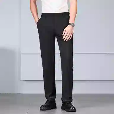 羽浅 潮流轻薄透气凉感舒适冰丝裤时尚免烫商务弹力长裤百搭合体直筒休闲裤 男款