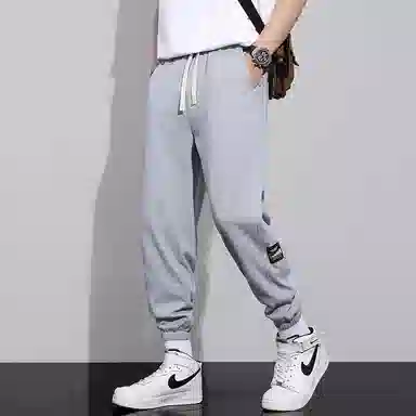 羽浅 宽松束脚简约百搭舒适弹力运动九分休闲裤 男款