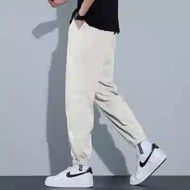 羽浅 字母印花薄款冰丝速干舒适耐穿透气简约运动束脚休闲裤 男款