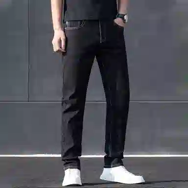 羽浅 宽松直筒弹力舒适休闲高级感时尚简约耐穿耐磨长裤牛仔裤 男款