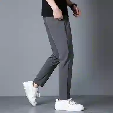 羽浅 夏季薄款凉感冰丝裤潮流拉链口袋运动长裤时尚简约百搭弹力休闲裤 男款