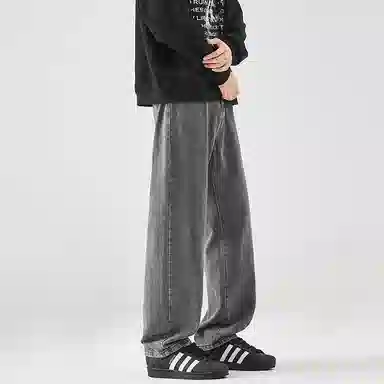 羽浅 潮牌高街百搭长裤子时尚休闲宽松直筒牛仔裤 男款