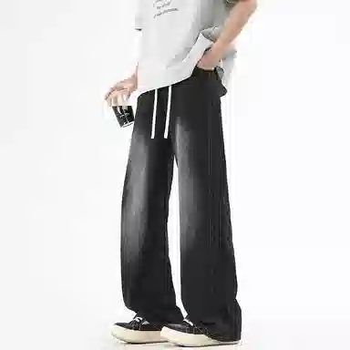 羽浅 美式高街宽松直筒休闲长裤牛仔裤 男女同款
