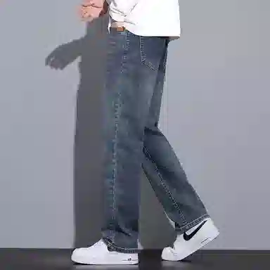 羽浅 秋冬季潮牌复古百搭休闲长裤潮流怀旧时尚耐磨宽松直筒牛仔裤 男款