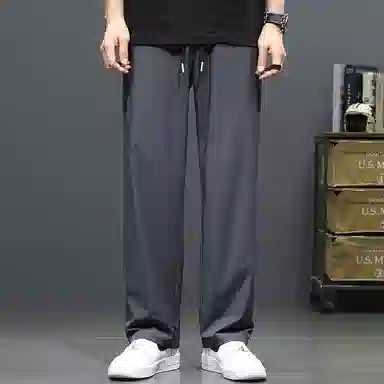 羽浅 垂感阔腿宽松直筒裤薄款纯色抽绳松紧腰百搭舒适休闲裤 男女同款