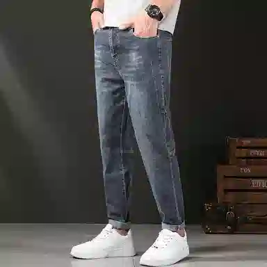 羽浅 简约宽松休闲牛仔裤 男女同款