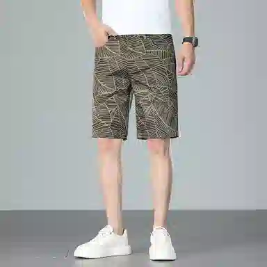 羽浅 美式潮流印花五分裤时尚舒适沙滩中裤潮牌修身百搭休闲短裤 男款