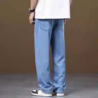 羽浅 潮牌莱赛尔天丝凉感舒适长裤夏季轻薄透气弹力休闲裤子潮流百搭宽松阔腿牛仔裤 男款