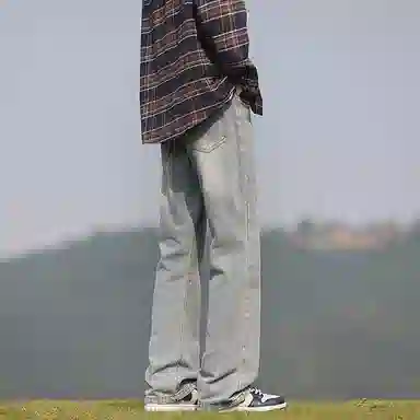羽浅 港风运动宽松时尚简约直筒裤休闲长裤牛仔裤 男女同款