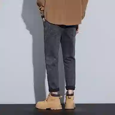 羽浅 秋冬季潮牌百搭弹力九分裤时尚后袋刺绣小标识耐磨休闲裤子潮流修身牛仔裤 男款