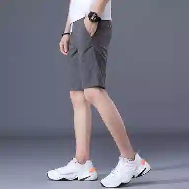 羽浅 夏季薄款冰丝五分裤弹力运动中裤时尚抽绳百搭显瘦休闲短裤 男款