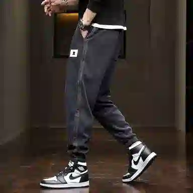 羽浅 潮牌宽松百搭运动束脚哈伦九分休闲裤 男款