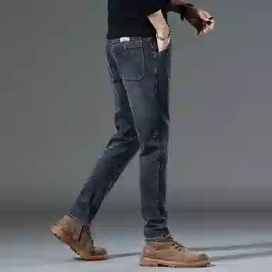羽浅 潮牌宽松修身直筒高端水洗休闲牛仔裤 男款