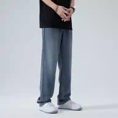 羽浅 潮牌轻奢莱赛尔弹力舒适百搭长裤时尚简约垂感怀旧阔腿裤潮流宽松直筒牛仔裤 男款