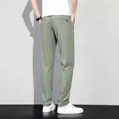 羽浅 夏季轻薄透气冰丝裤时尚松紧腰系带弹力长裤潮流百搭修身直筒休闲裤 男款