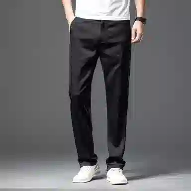 羽浅 潮流莫代尔桑蚕丝柔软舒适百搭长裤秋季透气商务大码弹力裤子宽松直筒休闲裤 男款