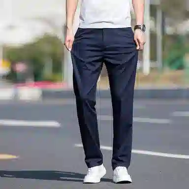 羽浅 高端竹纤维轻薄透气弹力舒适长裤时尚商务大码裤子潮流宽松直筒百搭休闲裤 男款