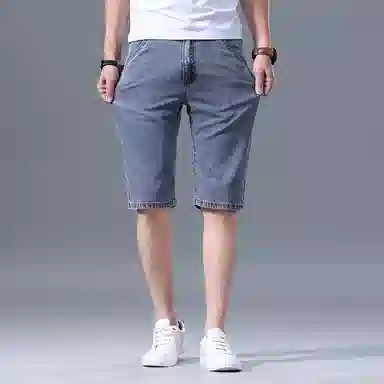 羽浅 夏季薄款莱赛尔天丝五分裤商务休闲直筒中裤时尚弹力修身舒适百搭牛仔短裤 男款