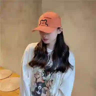 【可爱小熊通勤百搭 ins潮】 攸委 时尚简约防晒宽檐透气学生大头围显脸小 棉 鸭舌帽 男女同款情侣款