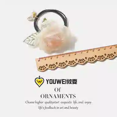【高级感玫瑰发圈】 攸委 小香风欧根纱花朵发绳气质少女可爱百搭 锦纶 高颜值网红简约扎头发头绳 女款