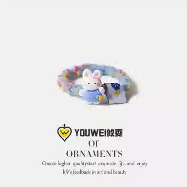 【多巴胺可爱小兔】 攸委 软萌百搭甜美小熊彩色毛毡发绳发圈扎头发马尾 锦纶 女生简约休闲气质毛绒小皮筋头饰 女款