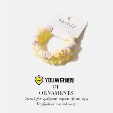 【彩色渐变小肠圈】 攸委 简约小清新两件套甜美少女日常扎头发高弹力耐用 锦纶 可爱丸子头学生发圈高马尾头饰 女款