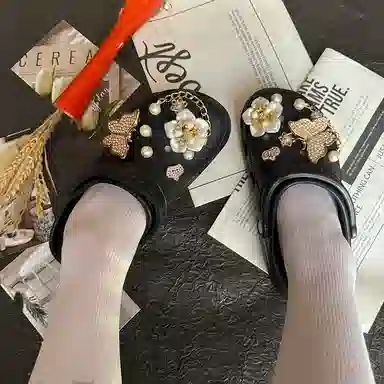 【花蕊金蝶链条】 攸委 小香风洞洞鞋配件 装饰泡芙鞋花配饰高级感时尚百搭云朵通用 树脂 鞋扣 男女同款情侣款
